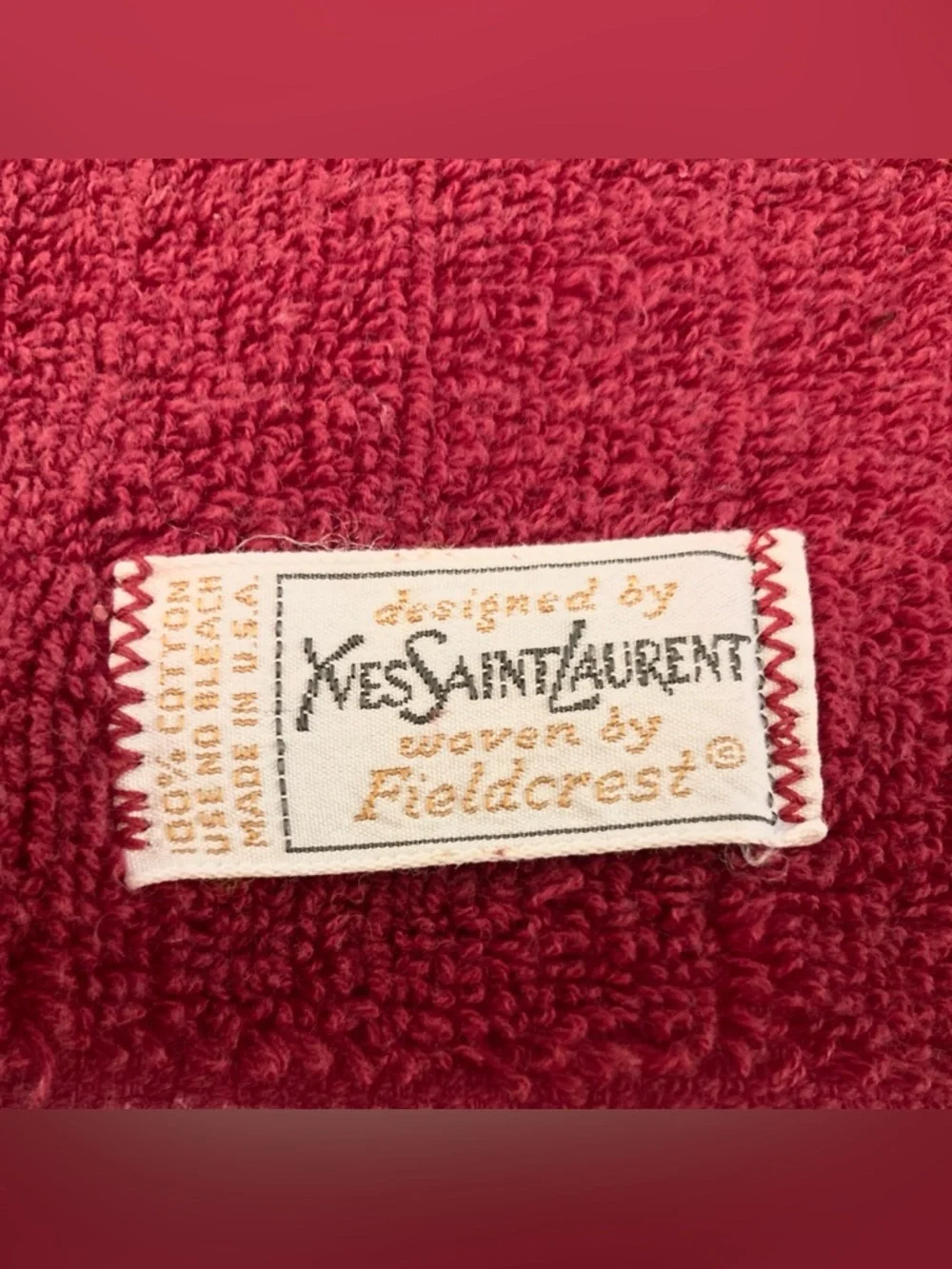2 Vintage 70’s YSL Yves Saint Laurent Fieldcrest Hand Towels Stripe Red Orange